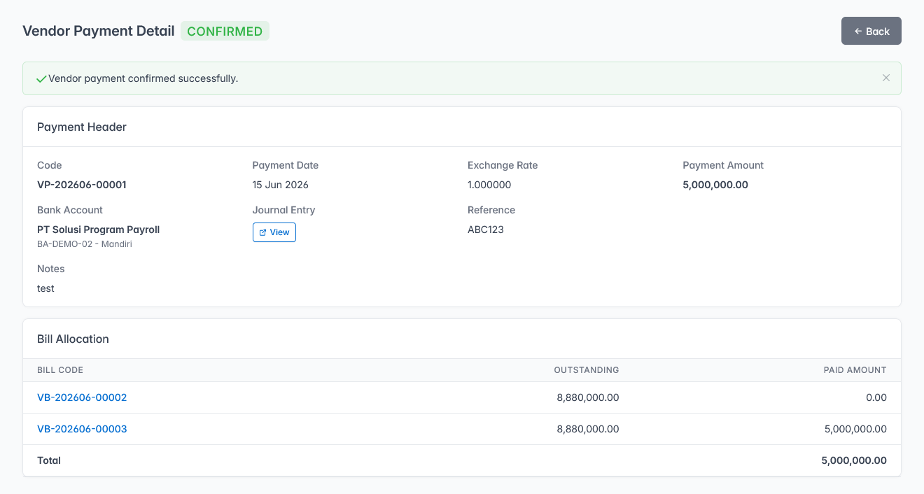 Alokasi Vendor Payment